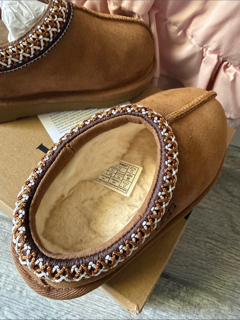 UGG Kids Chestnut Brown Suede Clog Slippers - Picture 3 of 6